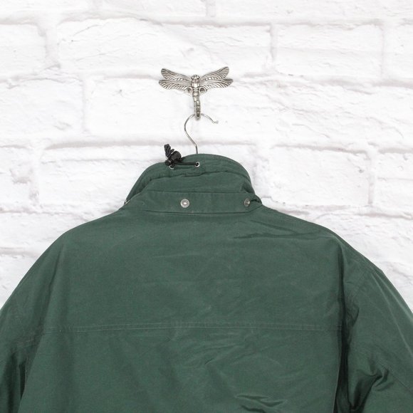 LL BEAN Green Fleece Neck Goose Down Parka Hood Winter Coat Jacket Size XL - Picture 6 of 9